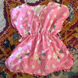 Pink Floral Swimsuit Cover up- 2T
